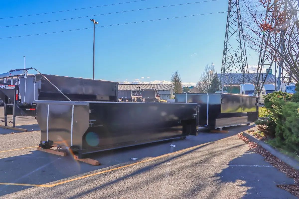 Roll-off dumpster ready for waste disposal at job site for 2 Yard Dumpster Rental in Clairton